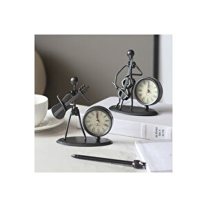 Müzisyen Adam Klarnet Metal Masa Saati, 15x12