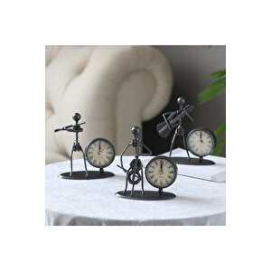 Müzisyen Adam Klarnet Metal Masa Saati, 15x12