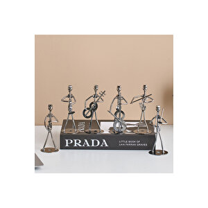 Müzisyen Adam Saksafon Metal Masa Saati, 15x12