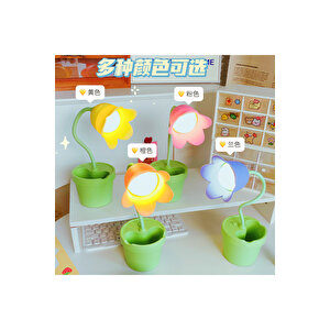 Laleli Masa Lambası Ve Kalemlik, Mavi, 35x10, Mavi