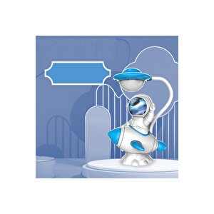 Roketli Astronot Masa Lambası, 25x12, Mavi