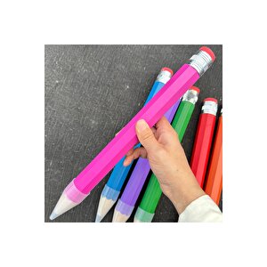 Dev Ahşap Kurşun Kalem, Silgili, Pembe, 33x3 Pembe