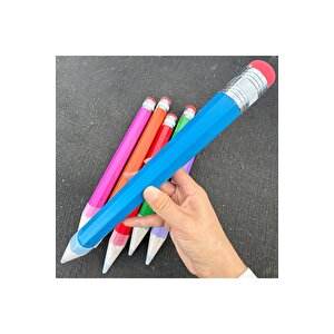 Dev Ahşap Kurşun Kalem, Silgili, Mavi, 33x3 Mavi