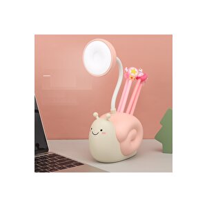 Salyangoz Masa Lambası Ve Kalemlik, Pembe, 29x9 Pembe