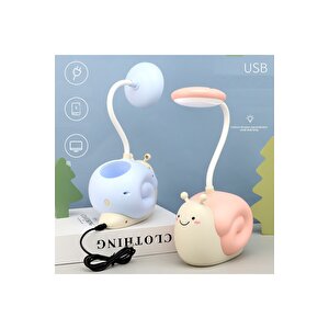 Salyangoz Masa Lambası Ve Kalemlik, Pembe, 29x9 Pembe