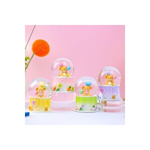 Ayıcıklı Orta Boy Kar Küresi Işıklı, Müzikli, Pembe, 12x8 Pembe