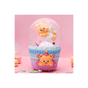 Ayıcık Orta Boy Kar Küresi Işıklı, Müzikli, Mavi, 12x8 Mavi