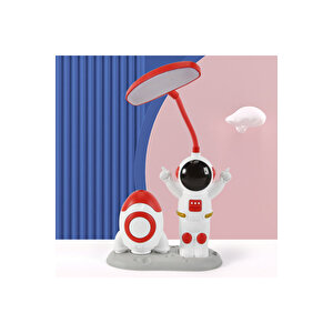 Füzeli Astronot Masa Lambası, Kalemlik Ve Kalemtıraş, Kırmızı, 26x14, Kırmızı