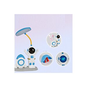 Füzeli Astronot Masa Lambası, Kalemlik Ve Kalemtıraş, Kırmızı, 26x14, Kırmızı