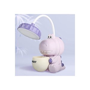 Hipopotam Masa Lambası, Kalemlik Ve Kalemtıraş, Mor, 25x8, Mor