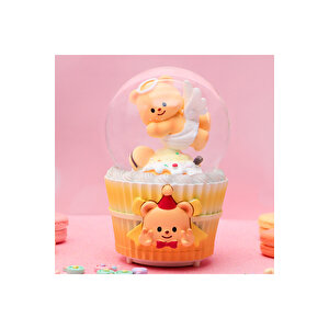 Ayıcık Orta Boy Kar Küresi Işıklı, Müzikli, Sarı, 12x8 Sarı