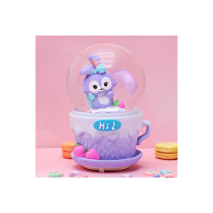 Tavşan Orta Boy Kar Küresi Işıklı, Müzikli, Mor, 12x8 Mor