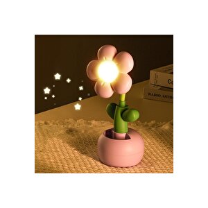 Papatya Masa Lambası Ve Kalemlik, Pembe, 22x8 Pembe