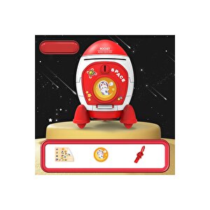 Roket Kilitli Kumbara Işıklı Ve Yapışkanlı, Kırmızı, 19x13 Kırmızı