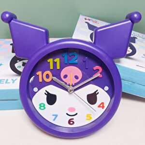 Alarmlı Kuromi Masa Saati, Mor, 18x15 Mor