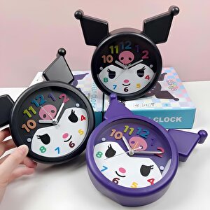 Alarmlı Kuromi Masa Saati, Mor, 18x15 Mor