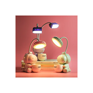 Hipopotam Masa Lambası, Kalemlik Ve Kalemtıraş, Pembe, 25x8, Pembe