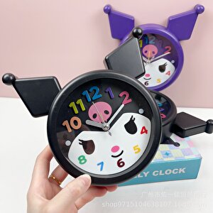 Alarmlı Kuromi Masa Saati, Siyah, 18x15 Siyah