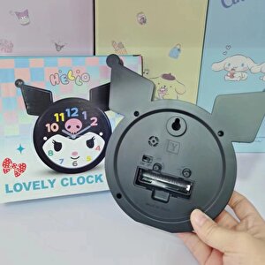 Alarmlı Kuromi Masa Saati, Siyah, 18x15 Siyah