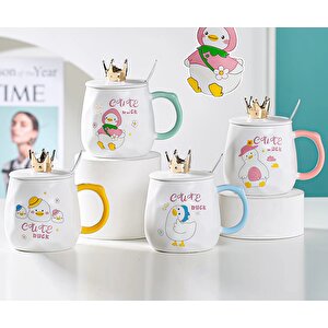 Sevimli Ördek Seramik Kupa, Yeşil, 11x7 Yeşil