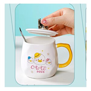 Sevimli Ördek Seramik Kupa, Sarı, 11x7 Sarı