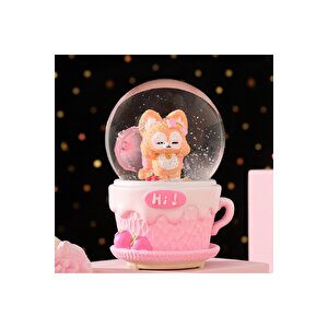 Tavşan Orta Boy Kar Küresi Işıklı, Müzikli, Pembe, 12x8 Pembe