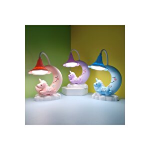 Unicorn Ve Ay Masa Lambası, 20x17, Mor