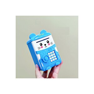 Mini Oyuncak Ayıcık Kumbara, Tuşsuz Ve Şifresiz, Mavi,, 13x8- Mavi