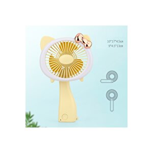 Kedili Portatif Mini Fan, 3 Kademeli, Usb Li Ve Şarj Edilebilir, Sarı, 17x11 Sarı