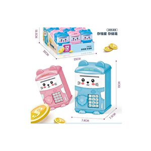 Mini Oyuncak Ayıcık Kumbara, Tuşsuz Ve Şifresiz, Pembe, 13x8- Pembe