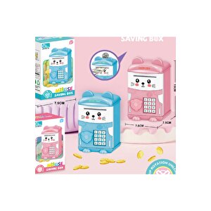 Mini Oyuncak Ayıcık Kumbara, Tuşsuz Ve Şifresiz, Pembe, 13x8- Pembe