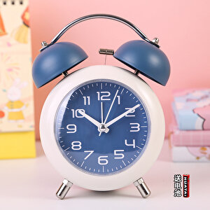 Metal Masa Saati Alarmlı Ve Işıklı, Mavi, 15x10 Mavi