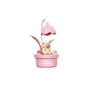 Capybara Ve Arkadaşları Masa Lambası, Pembe, 17x11 Pembe