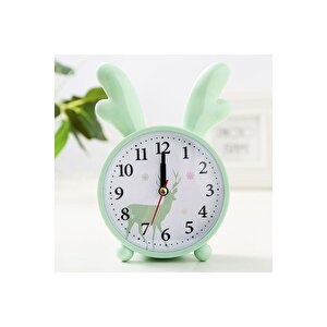 Geyik Kulaklı Masa Saati, Alarmli, Yeşil, 16x11, Yeşil