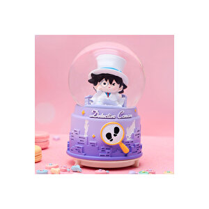 Dedektif Orta Boy Kar Küresi Işıklı, Müzikli, Mor, 12x8 Mor