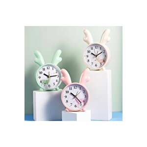 Geyik Boynuzu Tasarımlı Işıklı Alarmlı Masa Saati,