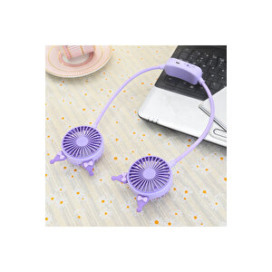 Kuromi Boyunluk Fan, 2 Kademeli, Usb Li Ve Şarj Edilebilir, Mor, 70 Cm Mor