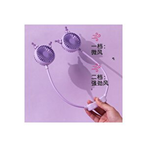 Kuromi Boyunluk Fan, 2 Kademeli, Usb Li Ve Şarj Edilebilir, Mor, 70 Cm Mor