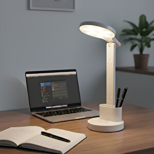 Dokunmatik 3 Renkli Kademesiz Karartmalı Type C Şarjlı Masa Lambası Kalemlikli 10w Beyaz Led