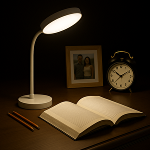 Masa Üstü Lamba Şarjlı Akrobat 360° 3 Kademe Dokunmatik Çalışma Okuma Işığı Gece Lambası Soft Işık