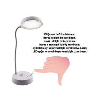 Masa Üstü Lamba Şarjlı Akrobat 360° 3 Kademe Dokunmatik Çalışma Okuma Işığı Gece Lambası Soft Işık