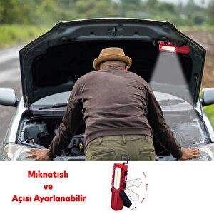 Mıknatıslı İş Lambası Led El Feneri Askılı Işıldak Kamp Lambası 5+1 W Şarjlı Gece Lambası 4400 Mah