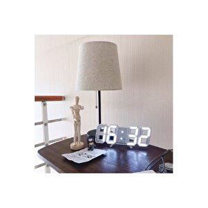Beyaz Led Işıklı Masa Saati, Alarmlı, 25x10