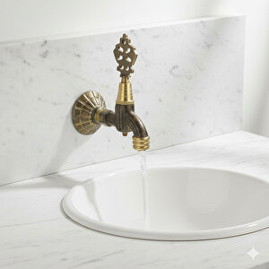 Osmanlı Motifli Musluk Bahçe Çeşme Şadırvan Balkon İçin Dekoratif Otantik Antik Musluk Pirinç Döküm