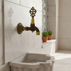 Osmanlı Motifli Musluk Bahçe Çeşme Şadırvan Balkon İçin Dekoratif Otantik Antik Musluk Pirinç Döküm