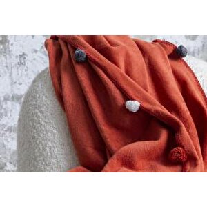 Dolce Bonita Home Ponponlu Pike Battaniye 150x200 Kiremit Karisikcokrenkli