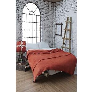 Dolce Bonita Home Ponponlu Pike Battaniye 150x200 Kiremit Karisikcokrenkli