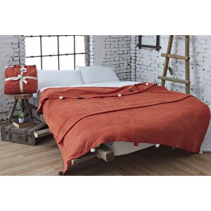 Ponponlu Pike Battaniye 150x200 Kiremit Kiremit