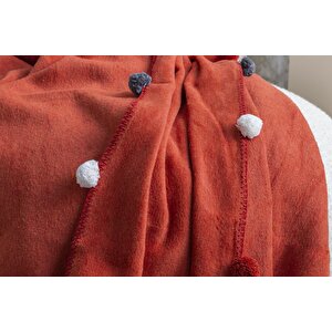 Ponponlu Pike Battaniye 150x200 Kiremit Kiremit