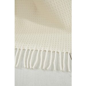 Dolce Bonita Yün-pamuk Püsküllü Battaniye 130x170 Cm Nude Krem